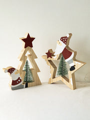 Santa Claus Wooden Five-Pointed Star Ornaments