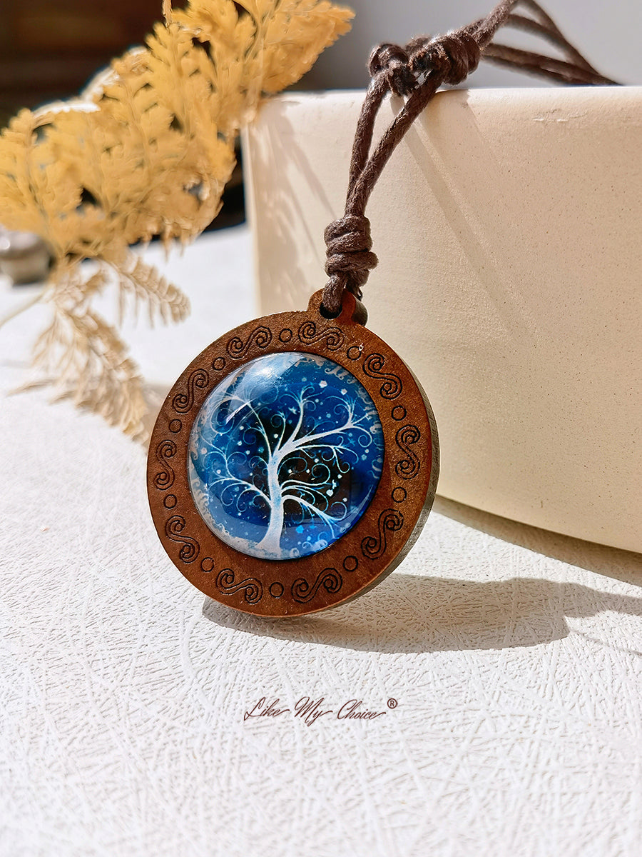 LikeMyChoice? Tree of Life Art Glass Tile Pendant Necklace