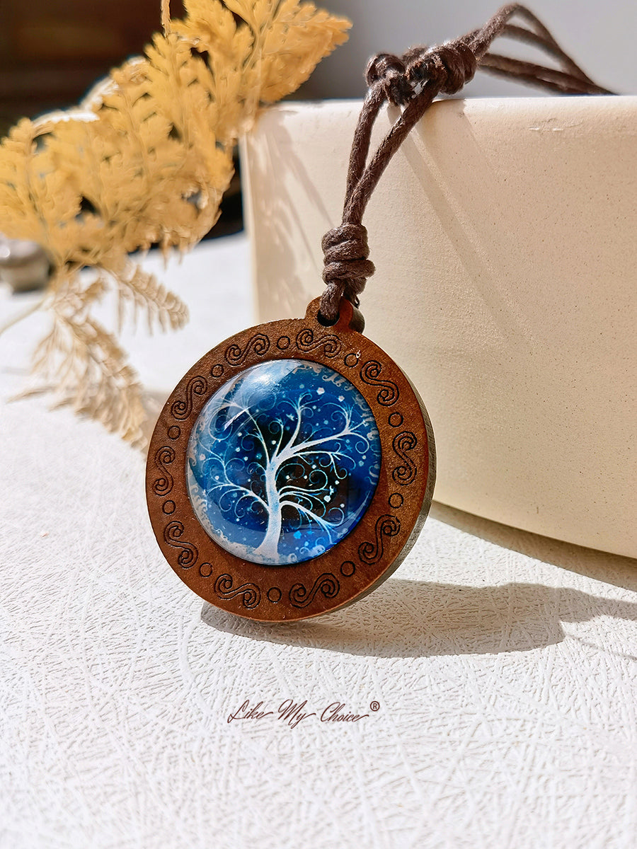 LikeMyChoice? Tree of Life Art Glass Tile Pendant Necklace