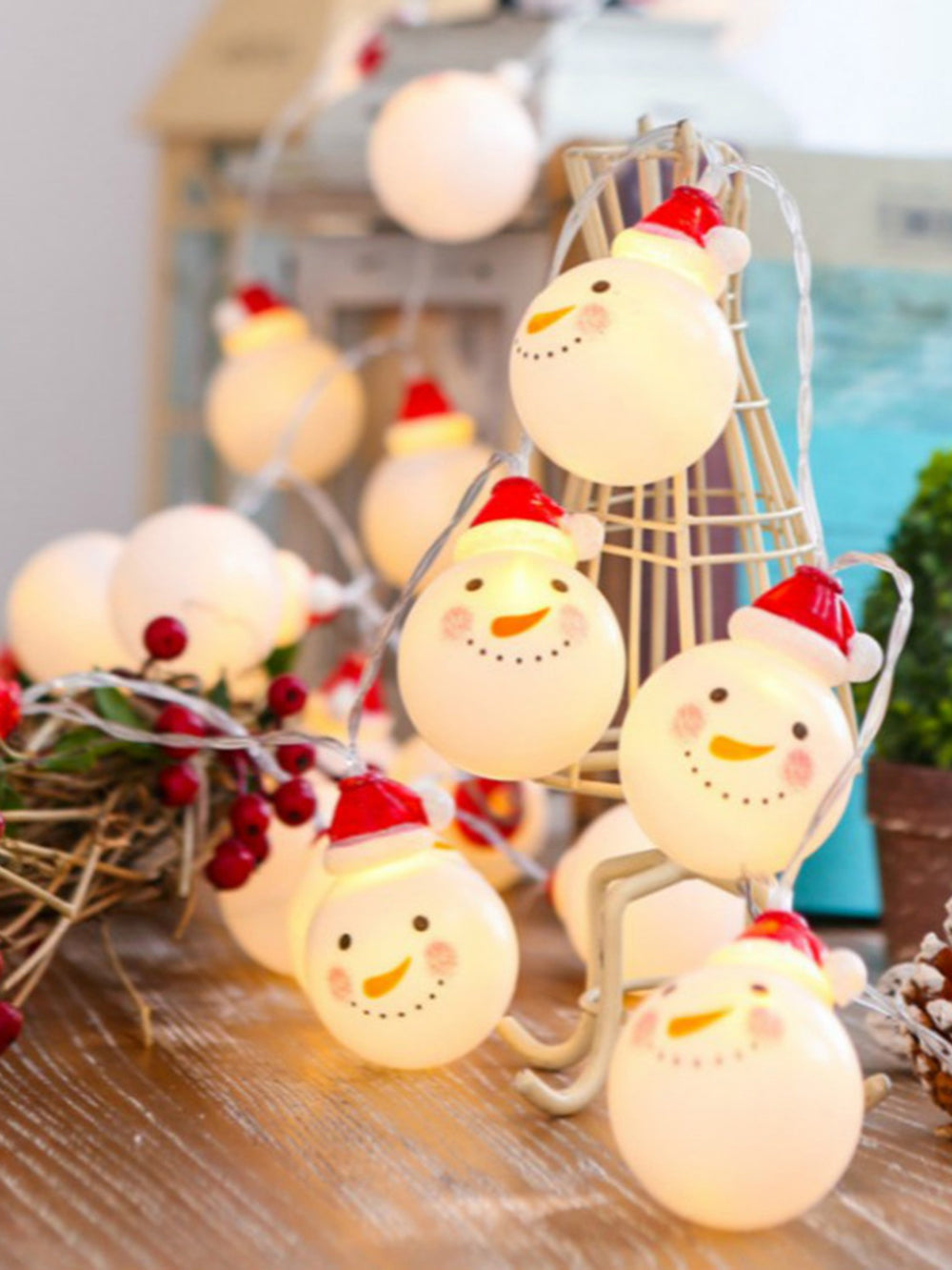 Led Christmas Snowman String Lights