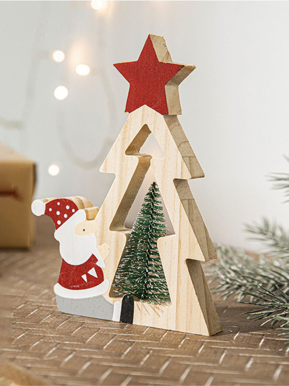 Santa Claus Wooden Five-Pointed Star Ornaments