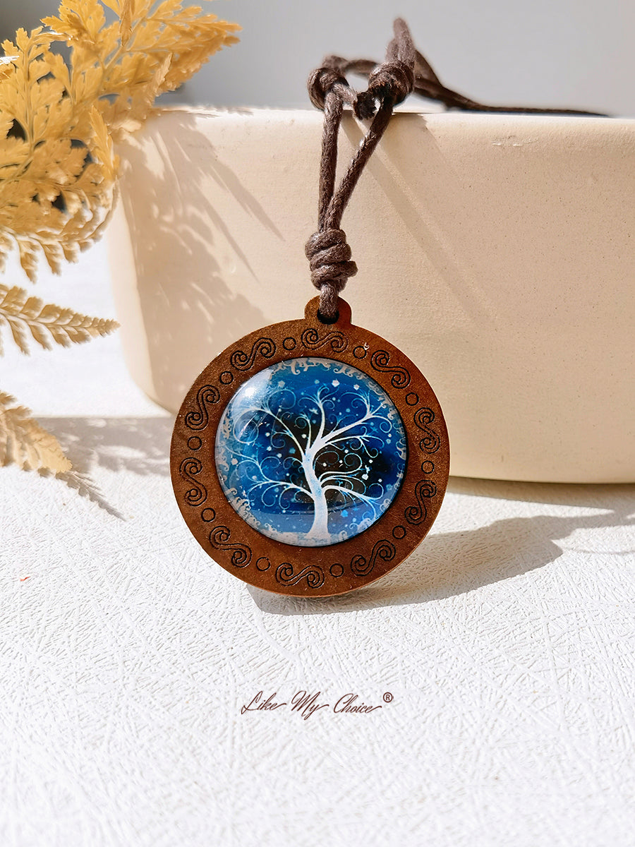 LikeMyChoice? Tree of Life Art Glass Tile Pendant Necklace