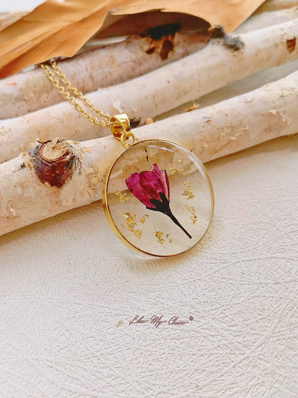 Resin Flower Necklace: August Rose