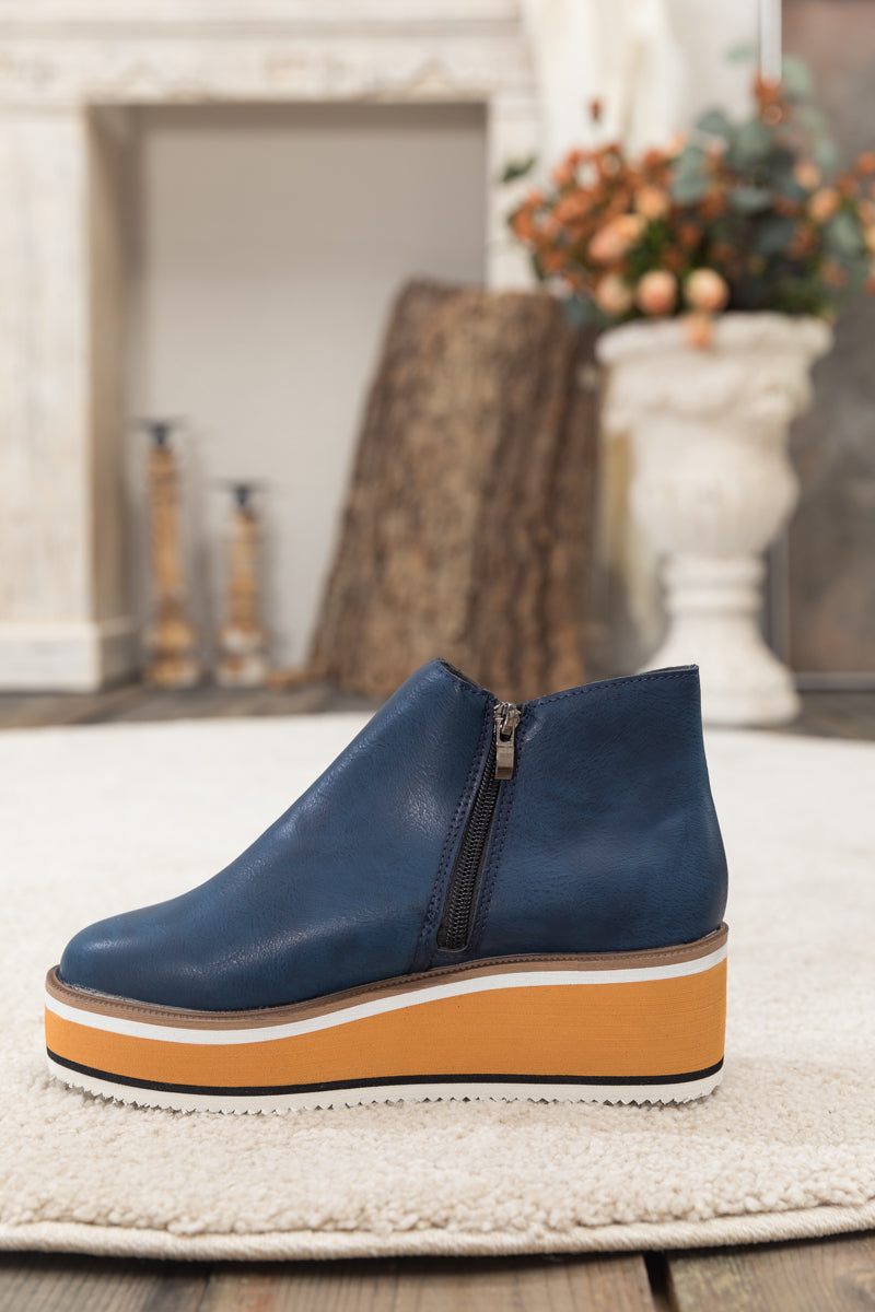 En Bloom | Eazy Platform Ankle Boot - Navy