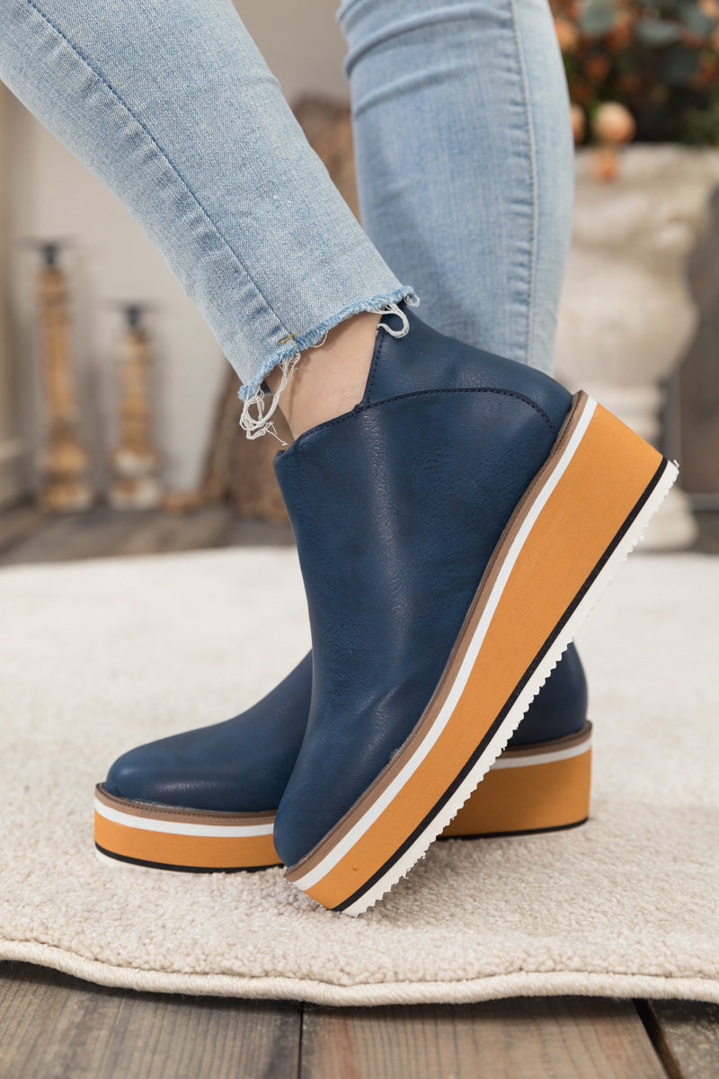 En Bloom | Eazy Platform Ankle Boot - Navy