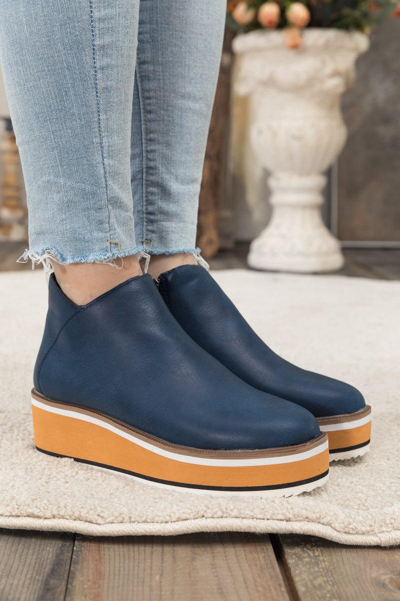 En Bloom | Eazy Platform Ankle Boot - Navy