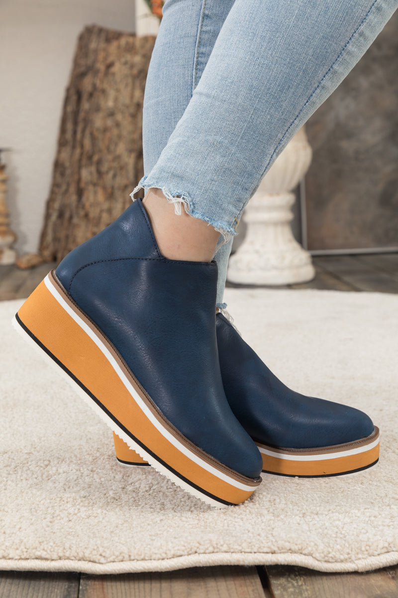 En Bloom | Eazy Platform Ankle Boot - Navy