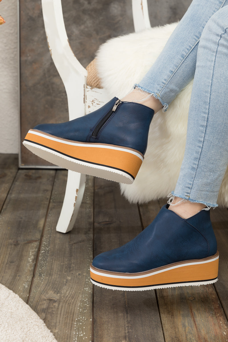 En Bloom | Eazy Platform Ankle Boot - Navy