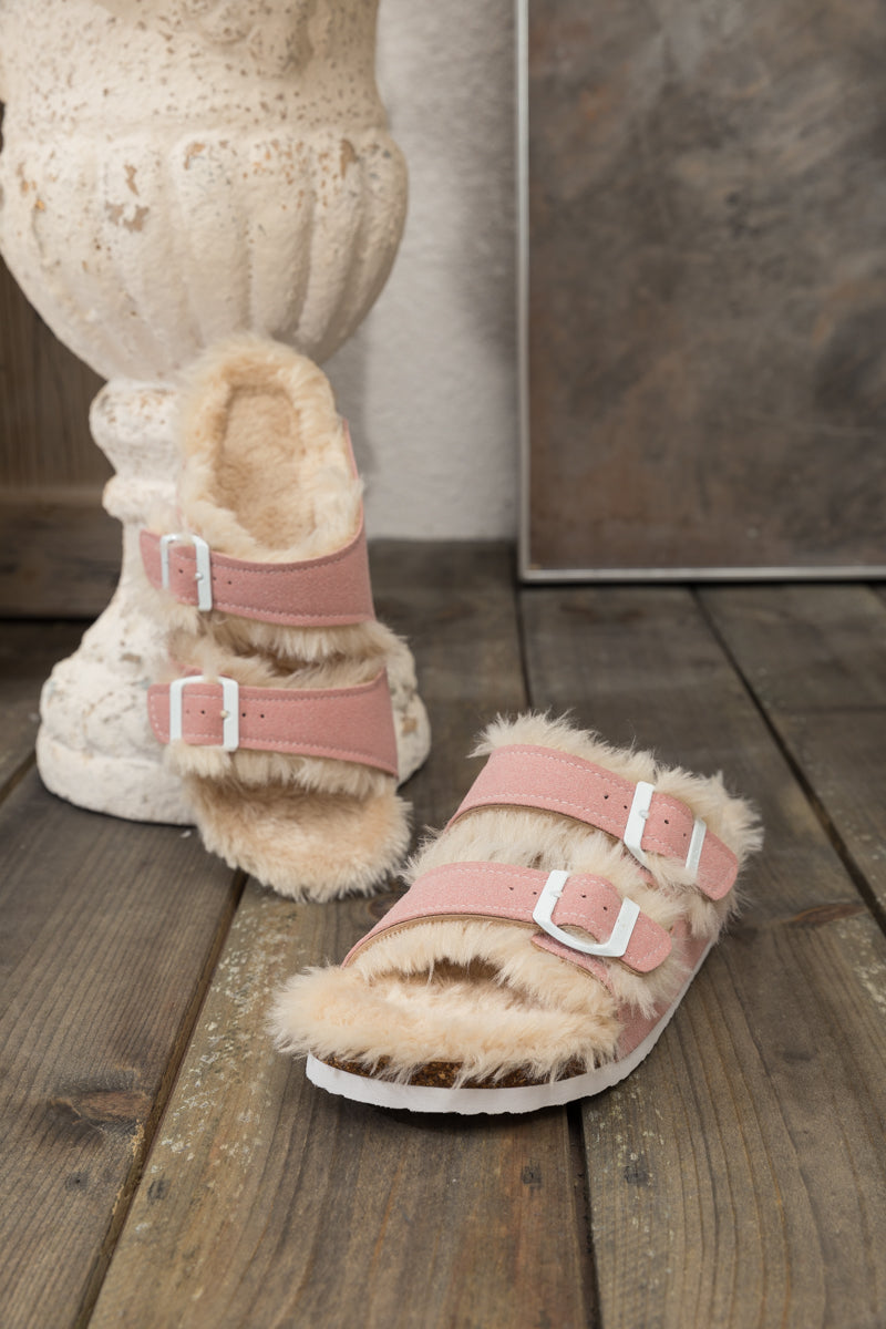 Maibulun | Plush Insole Dual-Strap Sandals - Pink