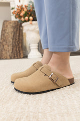 Maibulun | Buckle Suede Classic Clogs - Beige