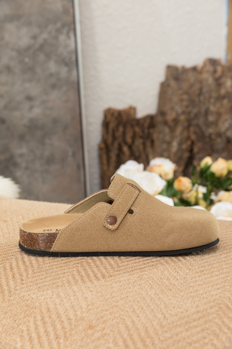 Maibulun | Buckle Suede Classic Clogs - Beige