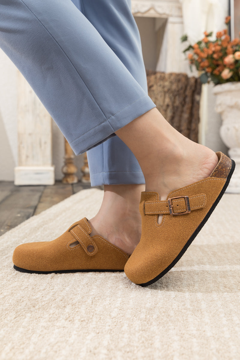 Maibulun | Buckle Suede Classic Clogs - Ginger