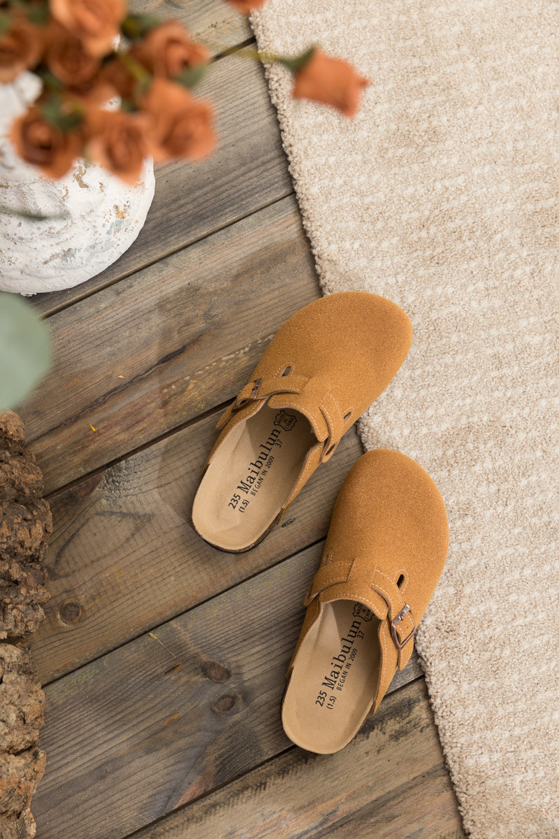 Maibulun | Buckle Suede Classic Clogs - Ginger