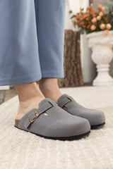 Maibulun | Buckle Suede Classic Clogs - Grey