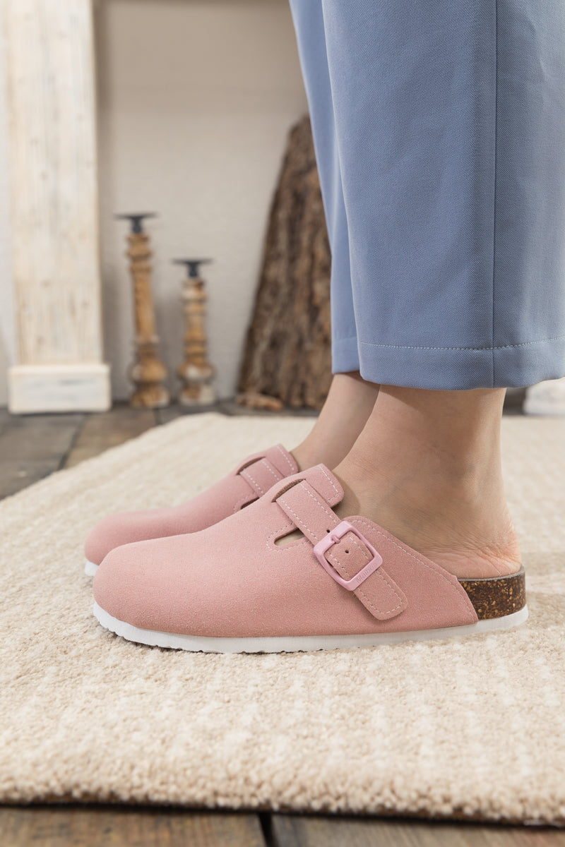 Maibulun | Buckle Suede Classic Clogs - Pink