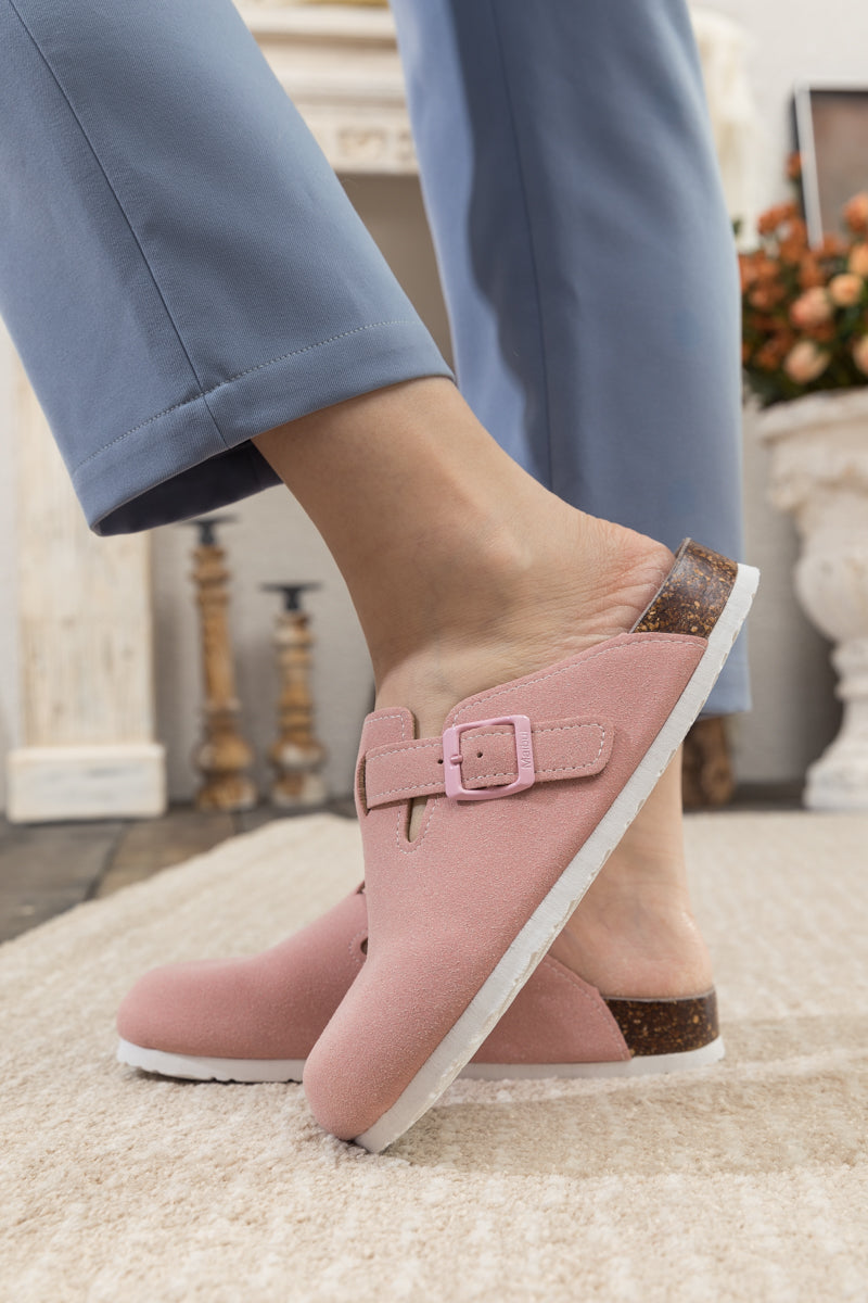 Maibulun | Buckle Suede Classic Clogs - Pink