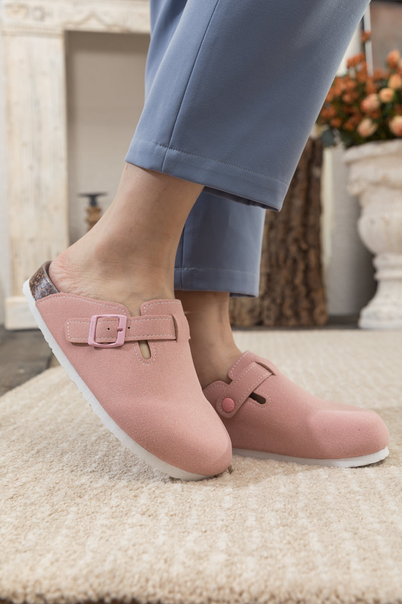 Maibulun | Buckle Suede Classic Clogs - Pink