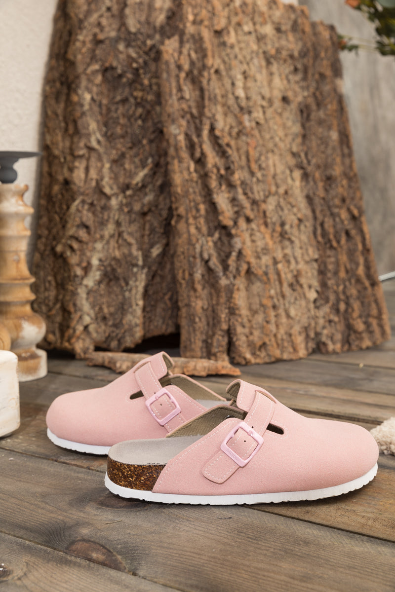 Maibulun | Buckle Suede Classic Clogs - Pink