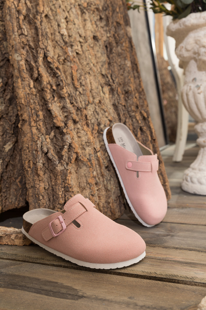 Maibulun | Buckle Suede Classic Clogs - Pink