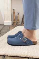 Maibulun | Buckle Suede Classic Clogs- Navy