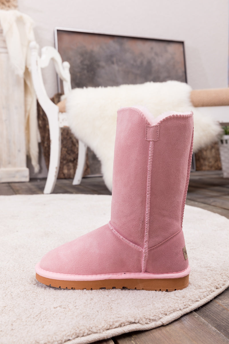 SMAIBULUN Ugg | Side Button Faux Fur-Lined Leather Suede Boots