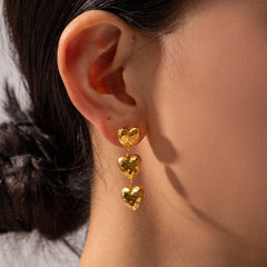 Amara Triple Heart Earrings