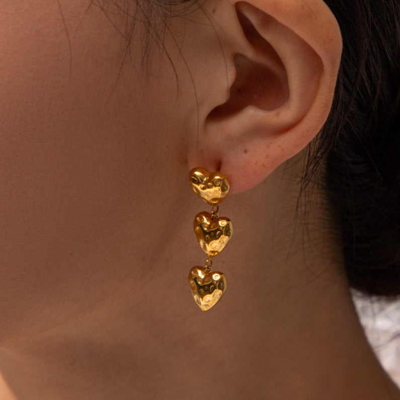 Amara Triple Heart Earrings