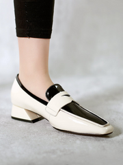 JadyRose | Genuine LeatherBlock Color Elegant Princess Kate Loafers - Beige