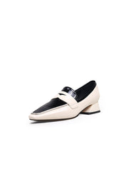 JadyRose | Genuine LeatherBlock Color Elegant Princess Kate Loafers - Beige