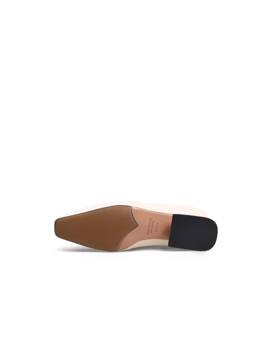 JadyRose | Genuine LeatherBlock Color Elegant Princess Kate Loafers - Beige