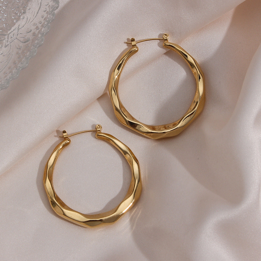 Astra Wave - Sculpted Gold Hoop Earrings