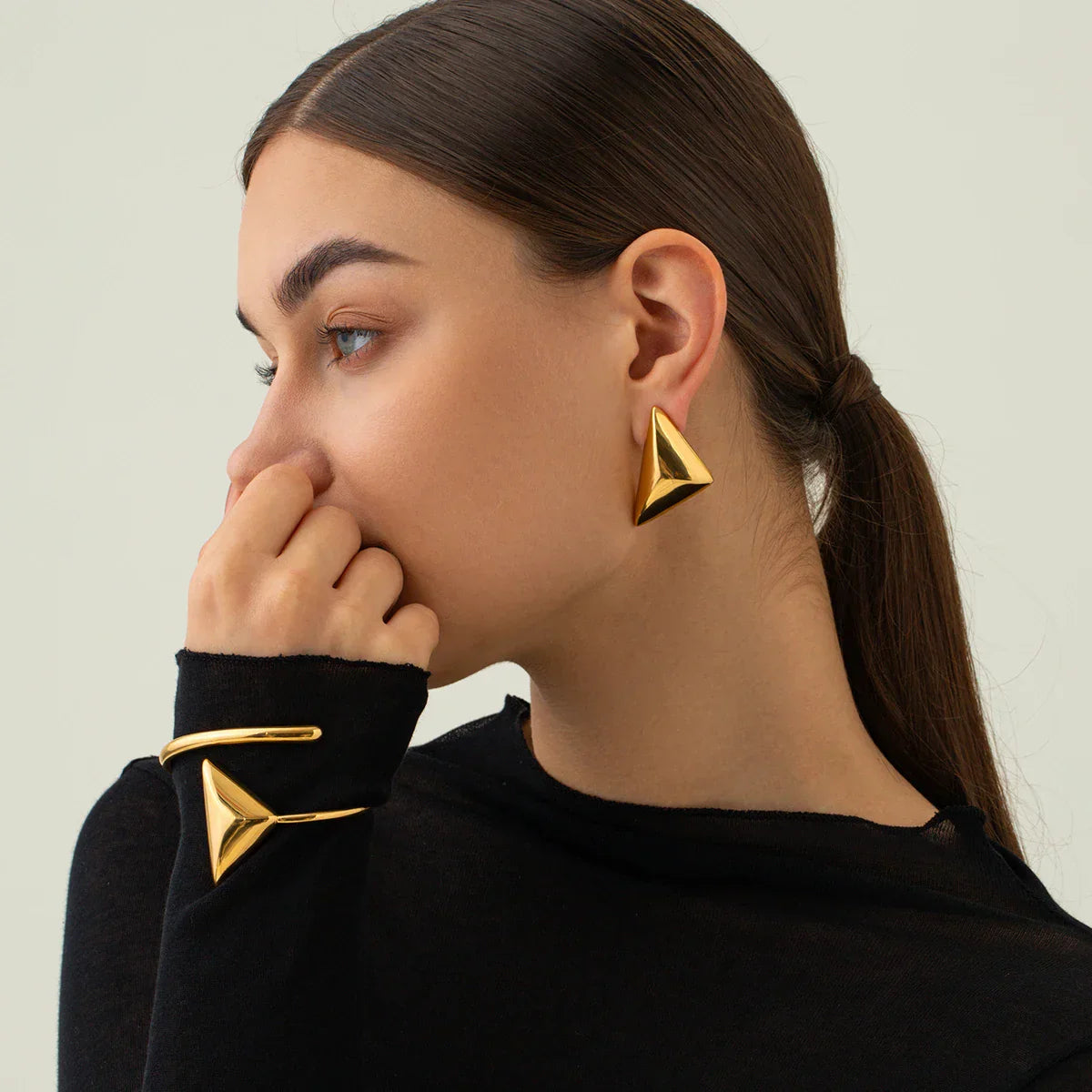 Atria Gold Triangle Earrings