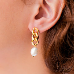 Aurelia Chain Pearl Earrings