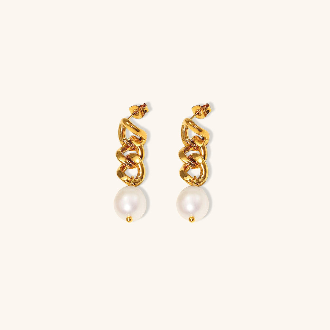 Aurelia Chain Pearl Earrings