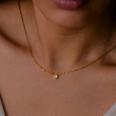 Aurora Solitaire Gold Necklace