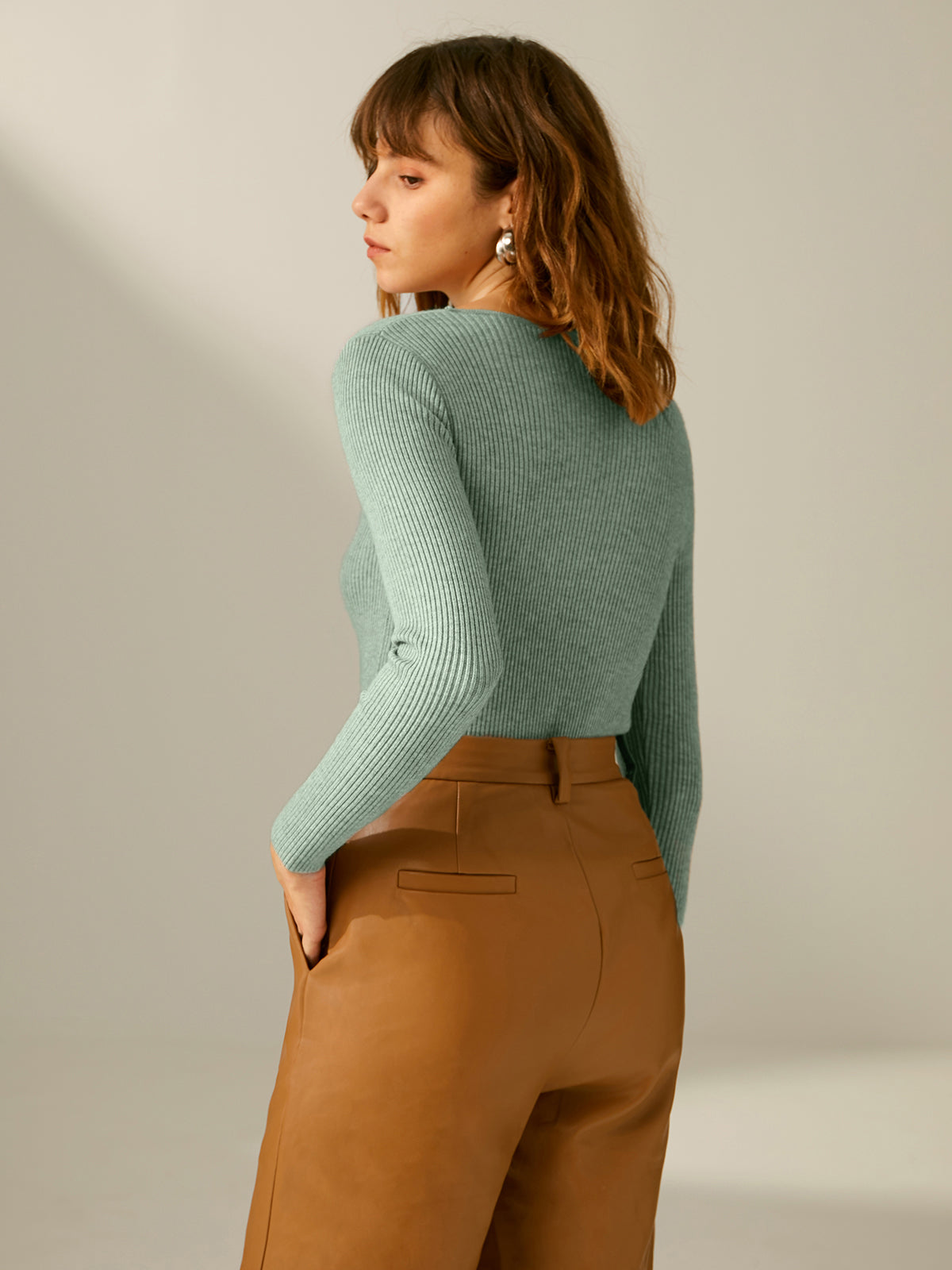 Clouds Ribbed Pullover Sweater