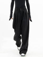 Double Buttons Wide Leg Dress Pants