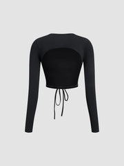 Open Back Long Sleeve Crop Shirt