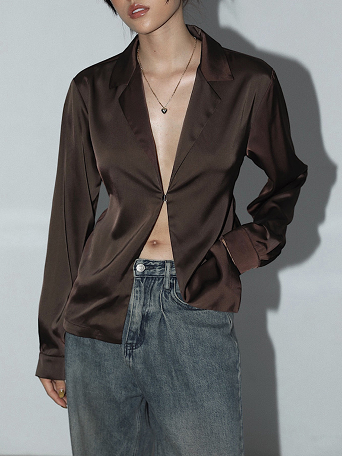 Leisure Oversized Satin Tie Back Shirt