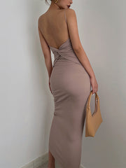 Open Back Twist Midi Dress