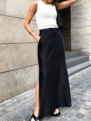 Basic Buttoned Maxi Skirt