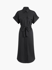 Polo Pockets Tied Midi Dress