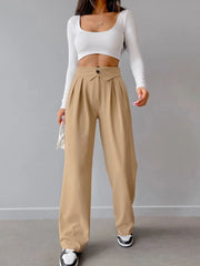 Street Fold Over Waistband Straight Leg Dress Pants