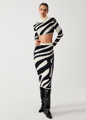 Zebra Chic Two-Piece Skirt Set - Bold and Fierce Style