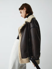 Classic Sherpa Lined Shearling Leather Flight Jacket