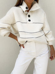 Open Collar Button Up Sweater