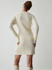 Rib Long Sleeve Short Sweater Dress