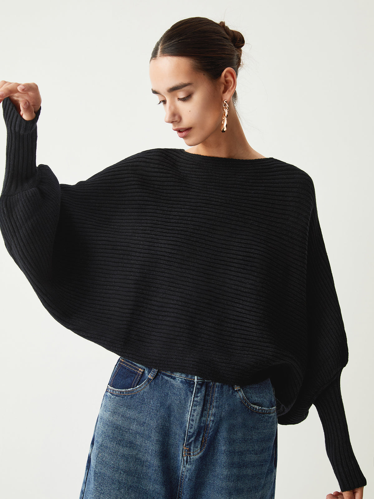 Slouchy Oversized Rib Crop Sweater