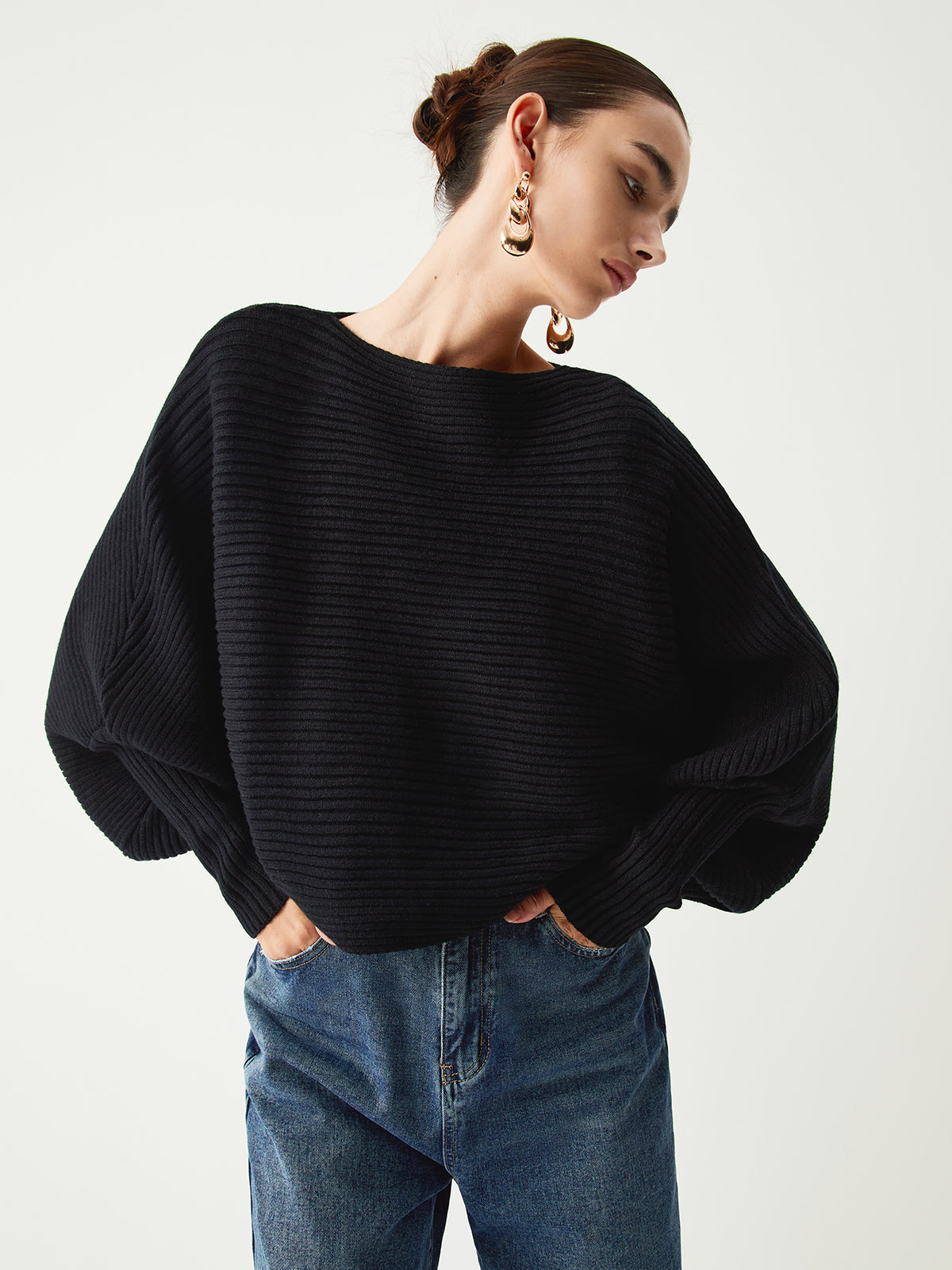 Slouchy Oversized Rib Crop Sweater