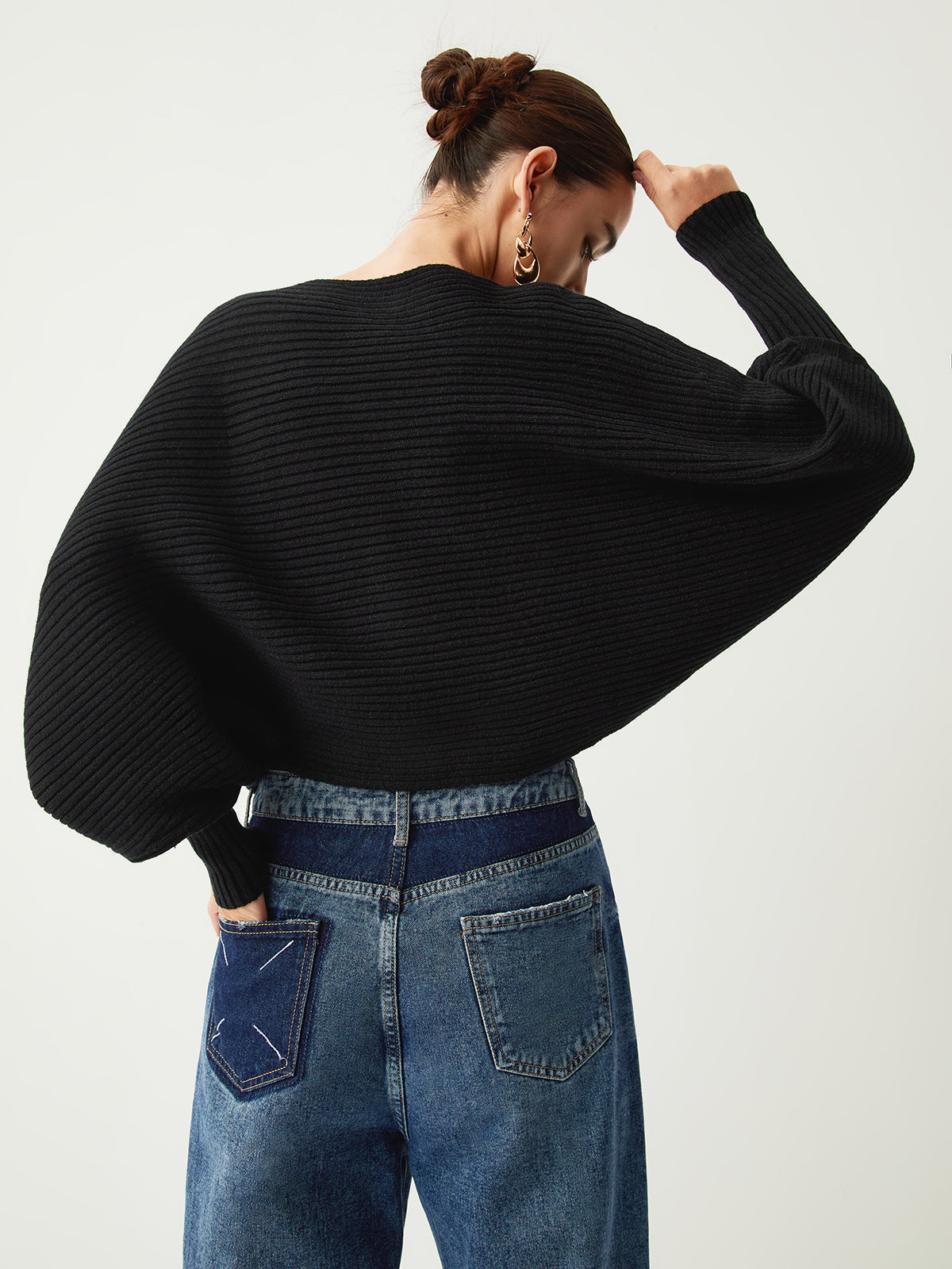 Slouchy Oversized Rib Crop Sweater